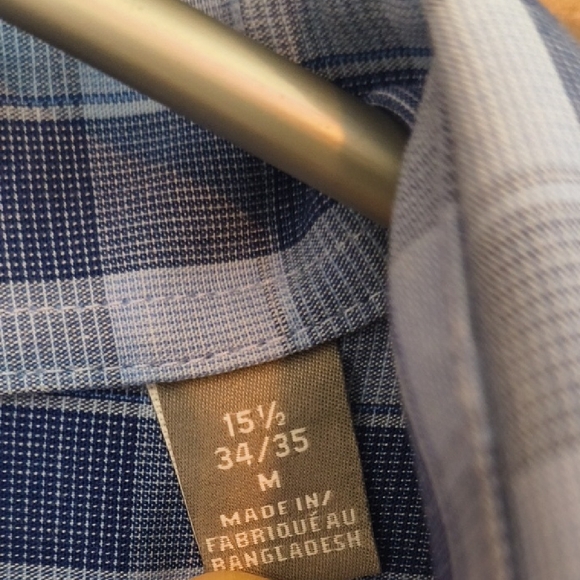 Michael Kors Men’s 100% Cotton Slim Fit Blue Check Dress Shirt - 15.5 34/3 - Picture 5 of 10